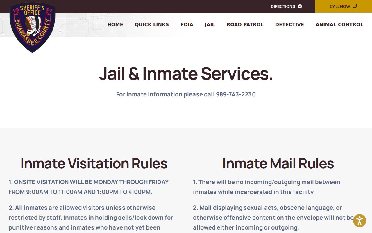 Shiawassee County arrest lookup through county jail services