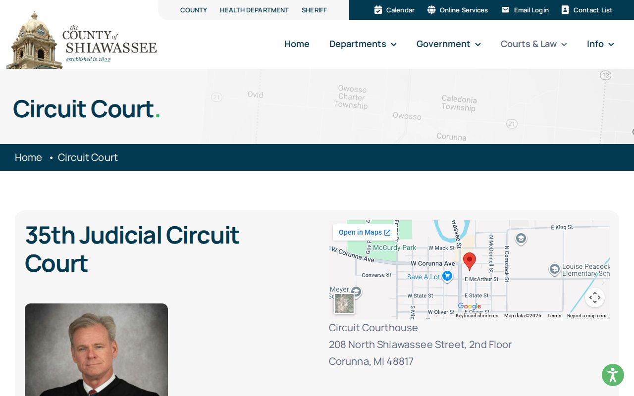 Shiawassee County criminal court records at the 35th Circuit Court