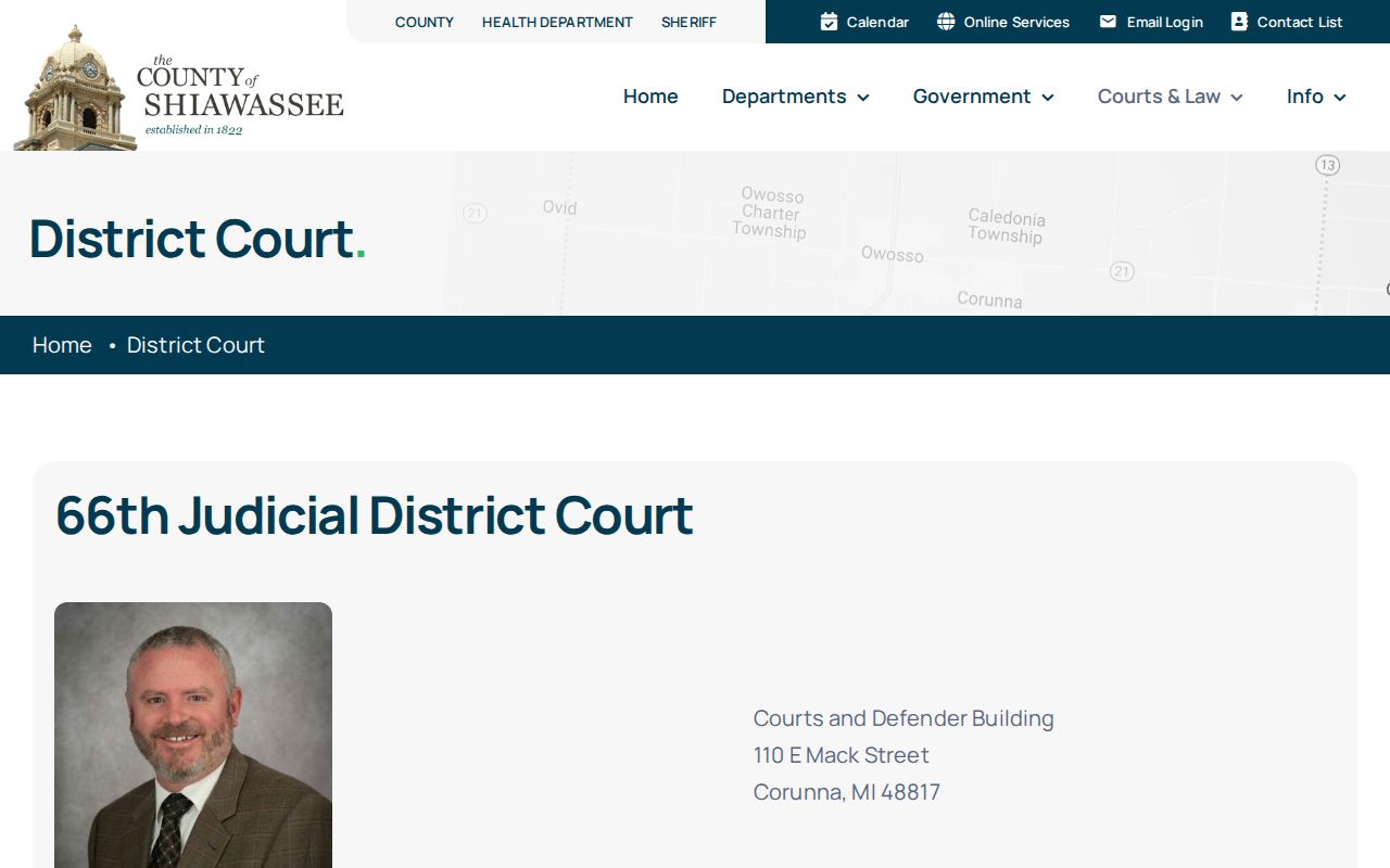 Shiawassee County criminal court cases at the 66th District Court