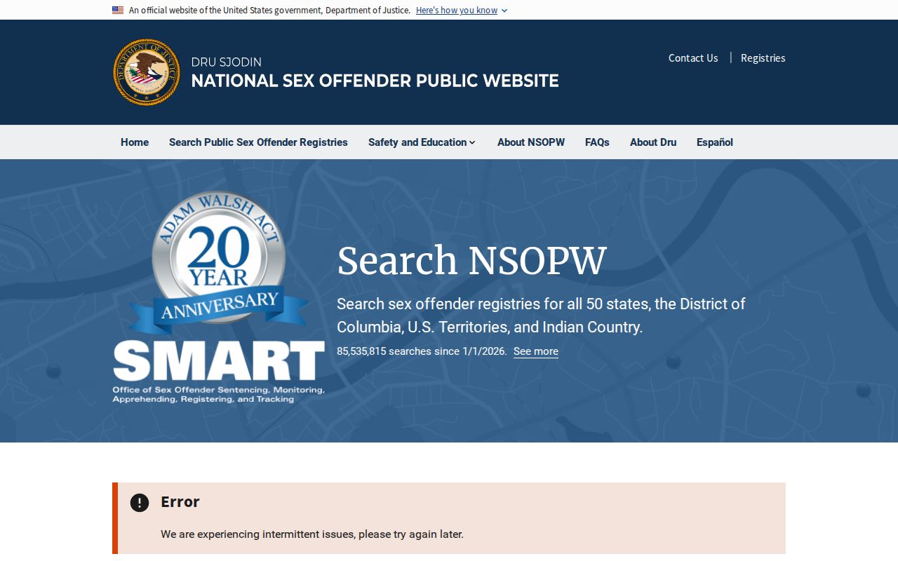 National registry search for a Shiawassee County sex offender check